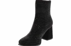 Short Boots & Booties|Wedge & Heeled Boots|MIA Piana Knit Stone Women’s Fashion Bootie Black
