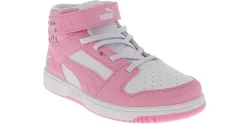 Athletic & Sneakers|PUMA Rebound Layup Blossom Youth Girls (11-3) Hi-Top Athletic Sneaker Pink