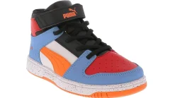 Athletics & Sneakers|PUMA Rebound Layup Light Speckle Youth Boys’ (11-3) Hi-Top Athletic Sneaker Black