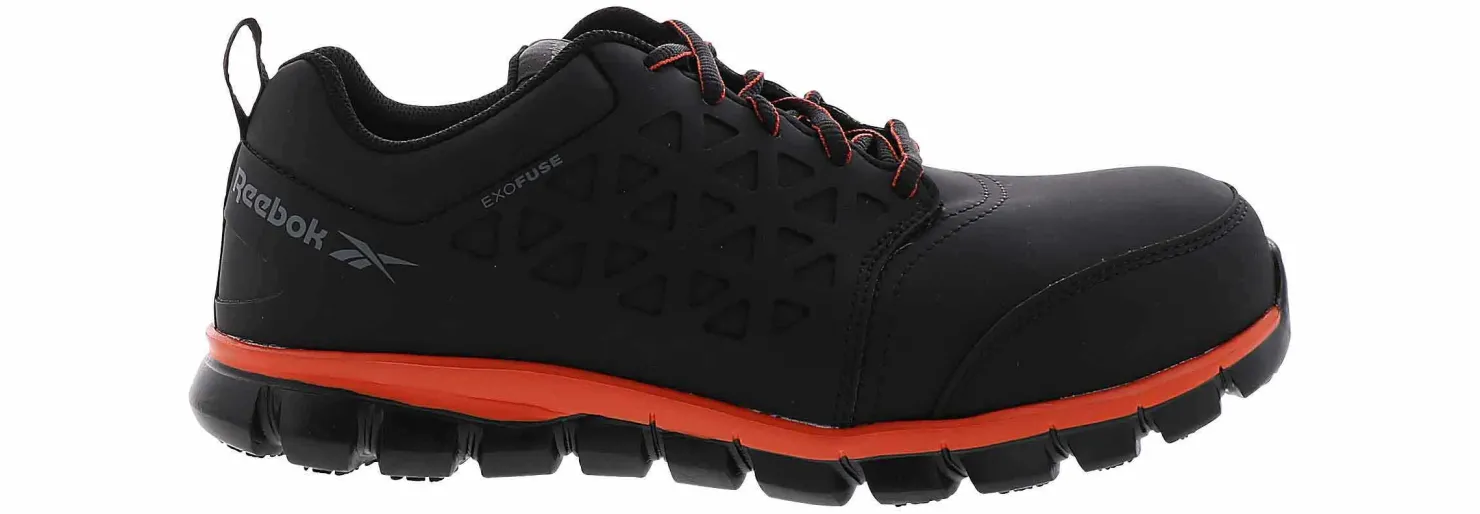 Safety Toe Athletics|Slip Resistant|REEBOK WORK Sublite Cushion Work Men's Composite Toe Work Shoe Black