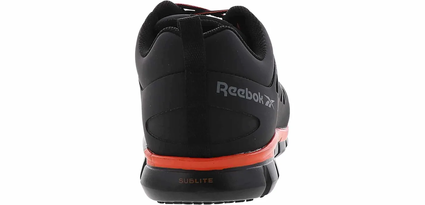 Safety Toe Athletics|Slip Resistant|REEBOK WORK Sublite Cushion Work Men's Composite Toe Work Shoe Black