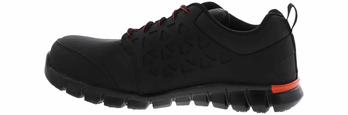 Safety Toe Athletics|Slip Resistant|REEBOK WORK Sublite Cushion Work Men's Composite Toe Work Shoe Black