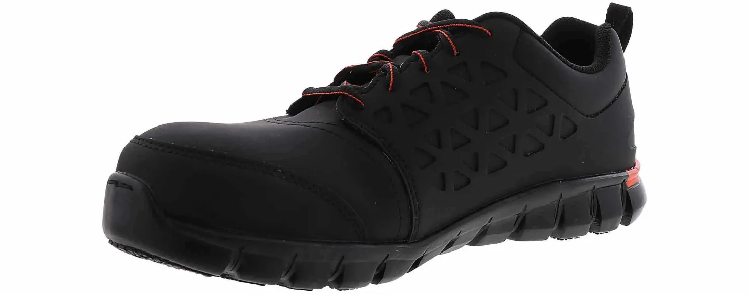 Safety Toe Athletics|Slip Resistant|REEBOK WORK Sublite Cushion Work Men's Composite Toe Work Shoe Black