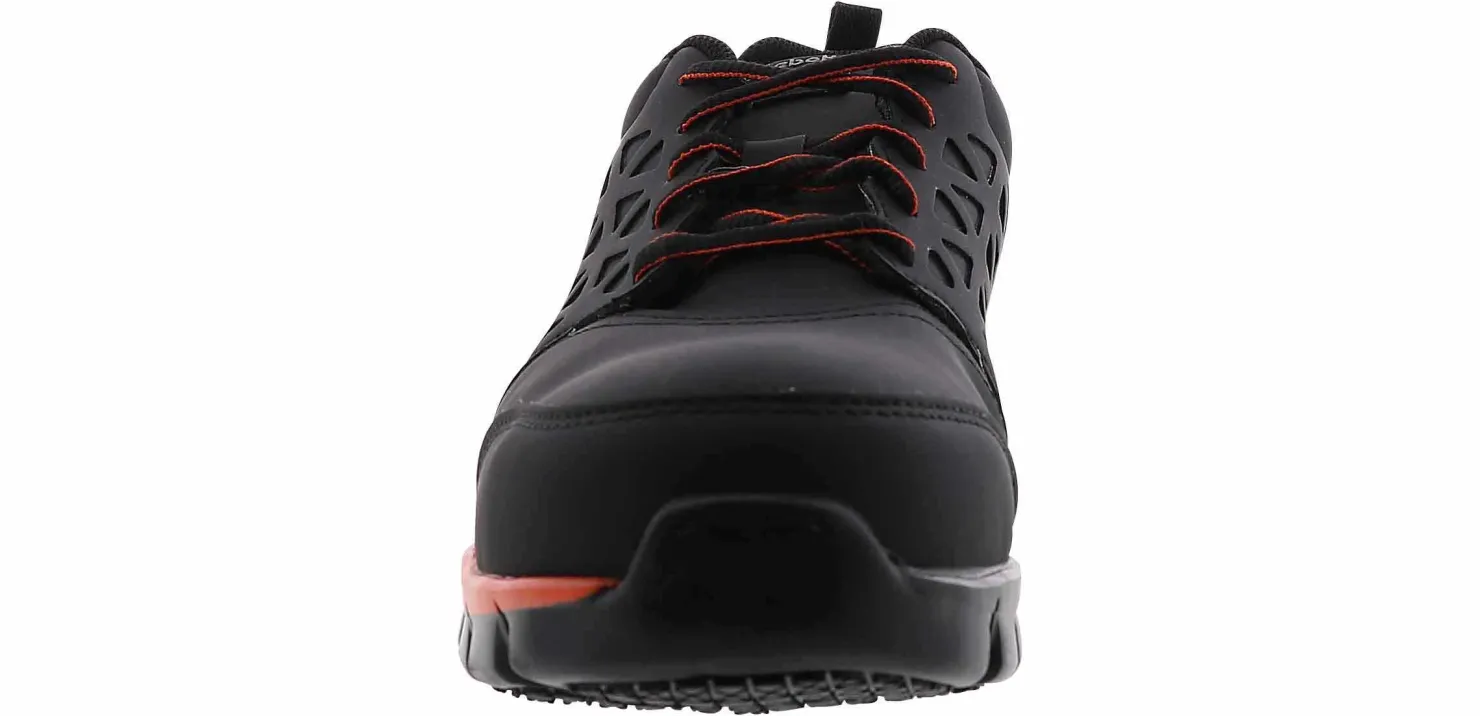Safety Toe Athletics|Slip Resistant|REEBOK WORK Sublite Cushion Work Men's Composite Toe Work Shoe Black