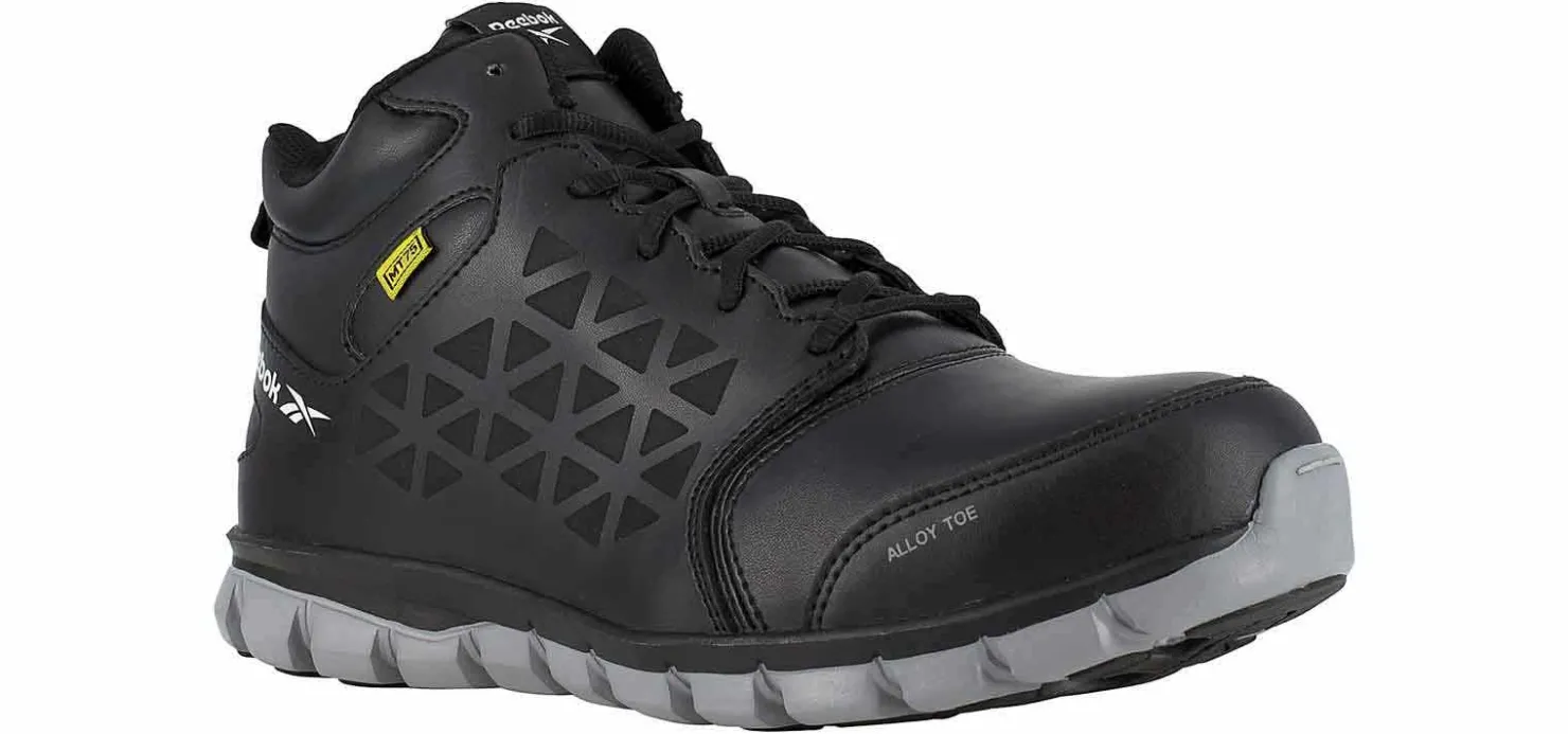 Safety Toe Athletics|Slip Resistant|REEBOK WORK Sublite Cushion Men's Alloy Toe Work Shoe Black