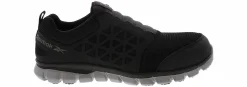 Safety Toe Athletics|Electro Static Dissipative (Esd)|REEBOK WORK Sublite Slip-On Men's Wide-Width Alloy Toe Work Shoe Black