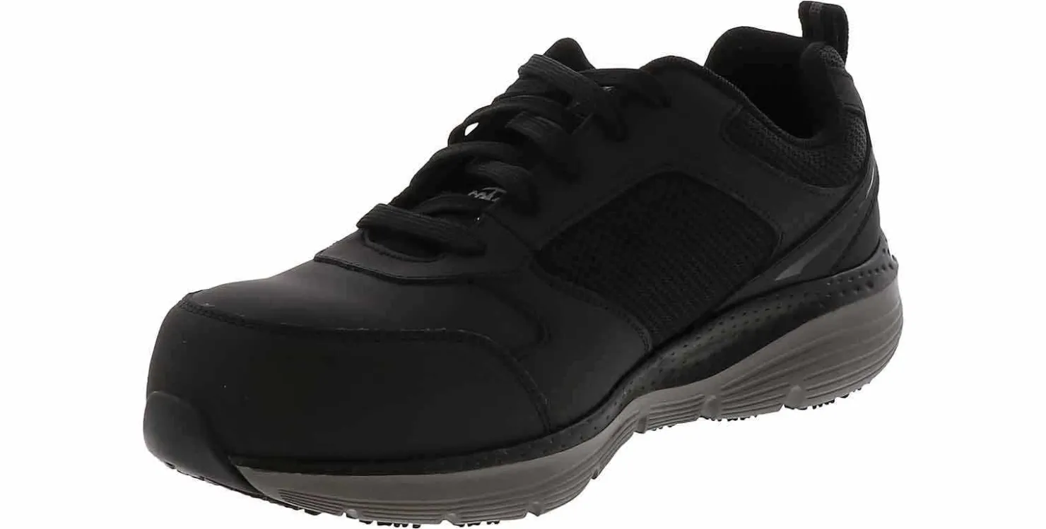 Safety Toe Athletics|Slip Resistant|SKECHERS Arch Fit Angis Men's Wide-Width Composite Toe Work Sneaker Black