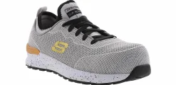 Safety Toe Athletics|Electro Static Dissipative (Esd)|SKECHERS Bulkin Balran Women’s Alloy Toe Work Shoe Grey