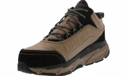 Safety Toe Boots|Slip Resistant|SKECHERS D'lux Journey Men’s Carbon Toe Work Shoe Beige