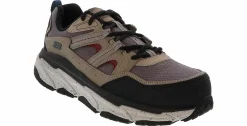 Safety Toe Athletics|Slip Resistant|SKECHERS D’lux Journey Men’s Carbon Nano Toe Work Shoe Beige