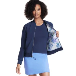 Tops|SKECHERS Go Walk Seascape Floral Reversible Women's Jacket Blue