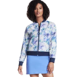 Tops|SKECHERS Go Walk Seascape Floral Reversible Women's Jacket Blue