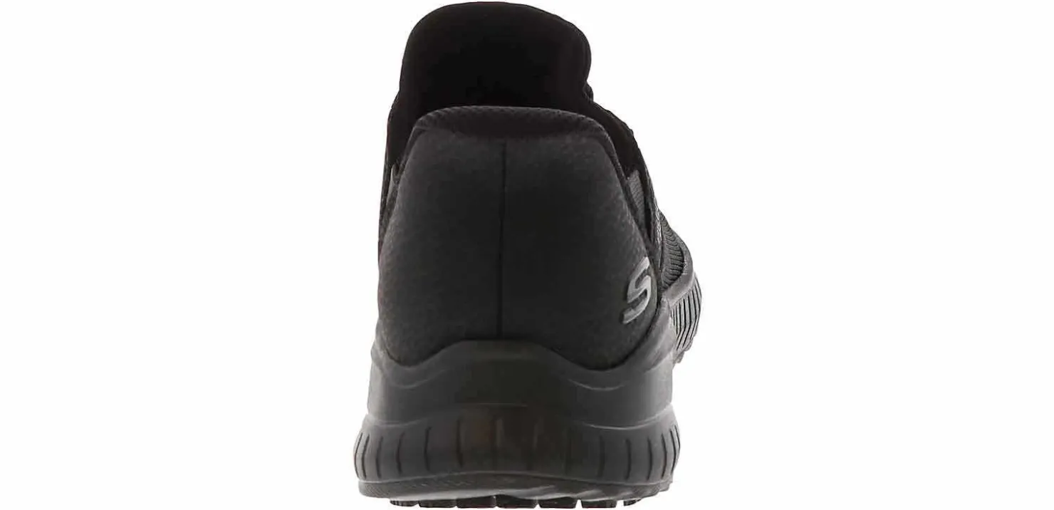 Slip Resistant|Wide|SKECHERS Slip-Ins Bobs Sport Squad Choas Women's Wide-Width Slip Resistant Work Shoe Black