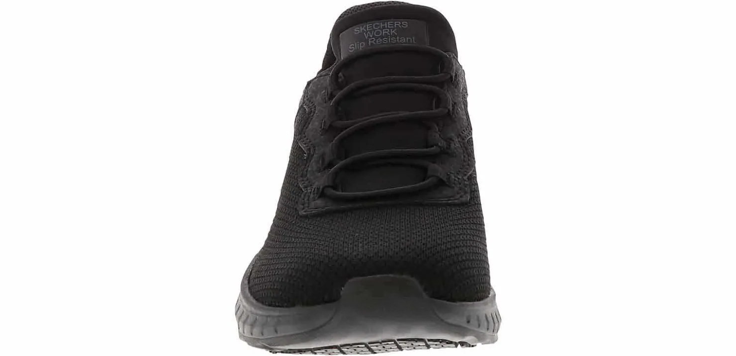 Slip Resistant|Wide|SKECHERS Slip-Ins Bobs Sport Squad Choas Women's Wide-Width Slip Resistant Work Shoe Black