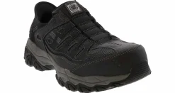 Safety Toe Athletics|Slip Resistant|SKECHERS Slip-Ins Cankton Faison Men’s Steel Toe Work Shoe Black