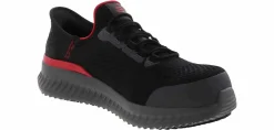 Safety Toe Athletics|Slip Resistant|SKECHERS Slip-ins Tilido Fletchit Men’s Composite Toe Work Shoe Black