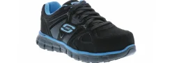 Wide|Safety Toe Athletics|SKECHERS Suede Synergy Sandlot Women's Wide-Width Alloy Toe Work Shoe Black