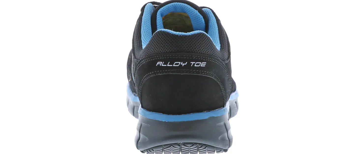 Wide|Safety Toe Athletics|SKECHERS Suede Synergy Sandlot Women's Wide-Width Alloy Toe Work Shoe Black