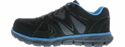Wide|Safety Toe Athletics|SKECHERS Suede Synergy Sandlot Women's Wide-Width Alloy Toe Work Shoe Black