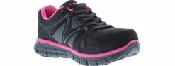 Safety Toe Athletics|SKECHERS Suede Synergy Sandlot Women's Alloy Toe Work Shoe Black