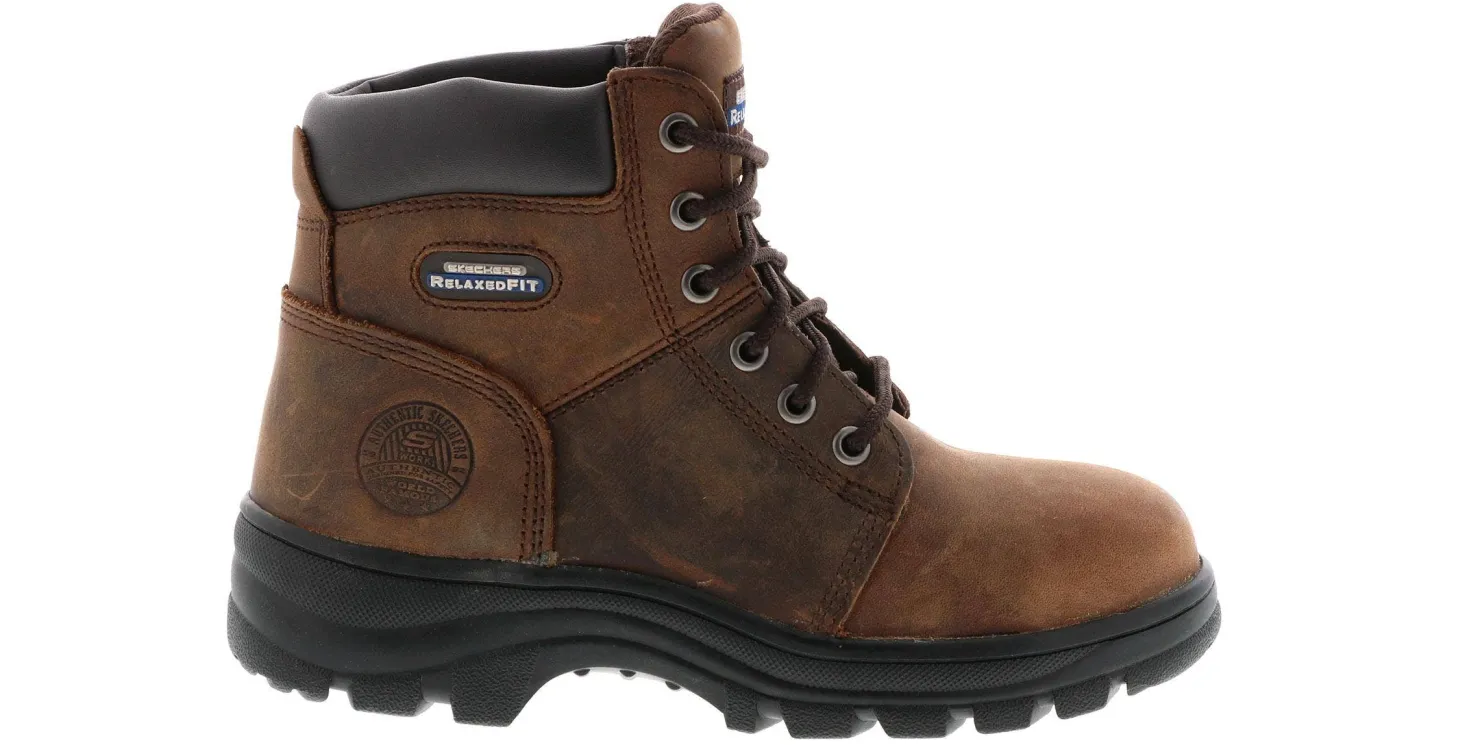 Safety Toe Boots|SKECHERS Workshire Peril Women's Steel Toe Work Boot Brown