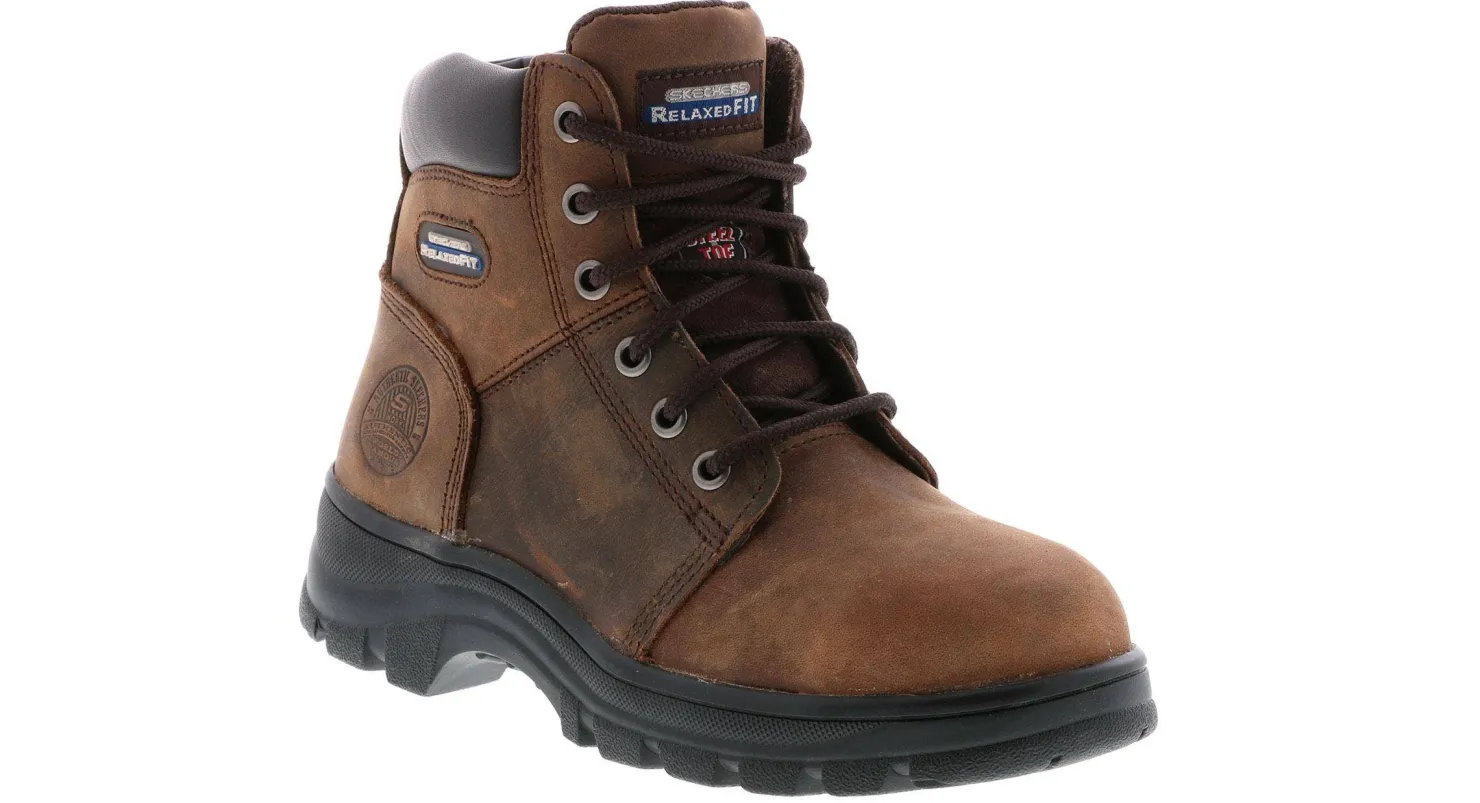 Safety Toe Boots|SKECHERS Workshire Peril Women's Steel Toe Work Boot Brown