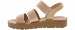 Comfort Sandals|SODA Button Strap Women's Platform Sandal Beige