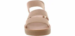 Comfort Sandals|SODA Button Strap Women's Platform Sandal Beige