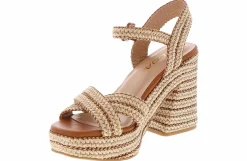 Heeled Sandals|Heels & Wedges|SODA Yara Woven Rope Women's Fashion Heel Brown