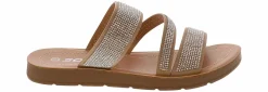 Flat Sandals|Footbed Sandals|SODA Zeal Stone Strap Women's Fashion Sandal Silver