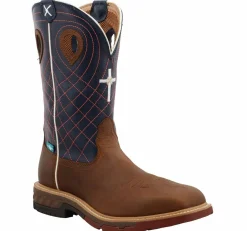 Western Boots|Safety Toe Boots|TWISTED X 12 Inch Western Pullon Men’s Alloy Toe Work Boot Blue