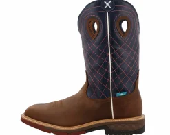 Western Boots|Safety Toe Boots|TWISTED X 12 Inch Western Pullon Men’s Alloy Toe Work Boot Blue