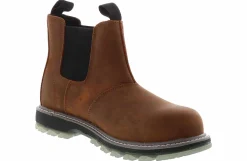 Safety Toe Boots|Slip Resistant|WOLVERINE Romeo Men’s Wide Width Steel Toe Work Boot Brown