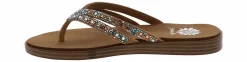 Flip Flops|Flat Sandals|YELLOW BOX Dalia Turq Multi Bdazzle Women's Thong Sandal Beige