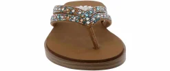 Flip Flops|Flat Sandals|YELLOW BOX Dalia Turq Multi Bdazzle Women's Thong Sandal Beige